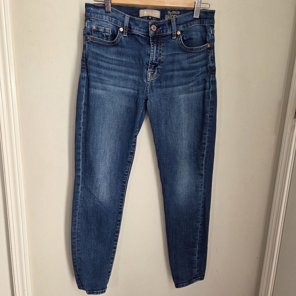 7 For All Mankind Women’s Skinny Jeans - Medium Blue Wash
